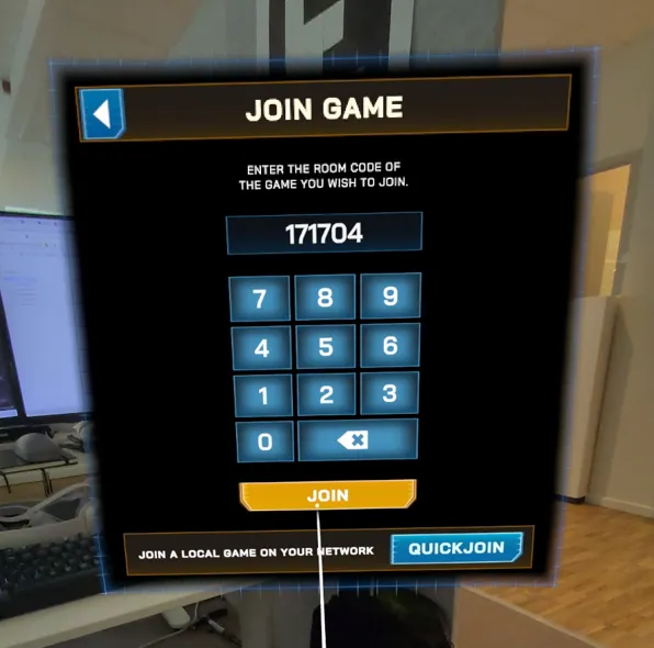 Entering the room code