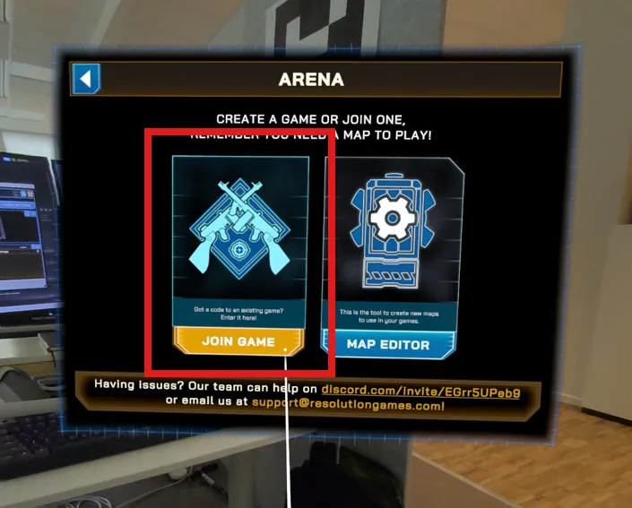 Join Game on the headset